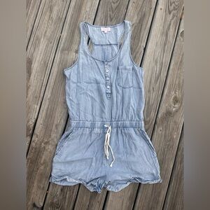 Pink Lily Blue One Piece Romper